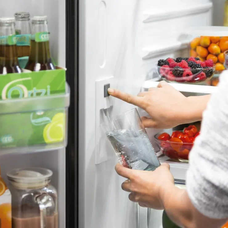 GE Appliances GE 21,9 Cu Ft 36 In Refrigerator Bottom Freezer, French door - GWE22JYMFS Stainless Steel Hot