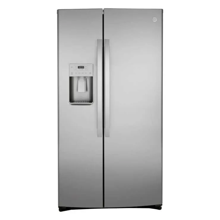 GE Appliances GE 25.1 Cu Ft 36 In Refrigerator Side by side - GSS25IYNFS Stainless Steel Hot