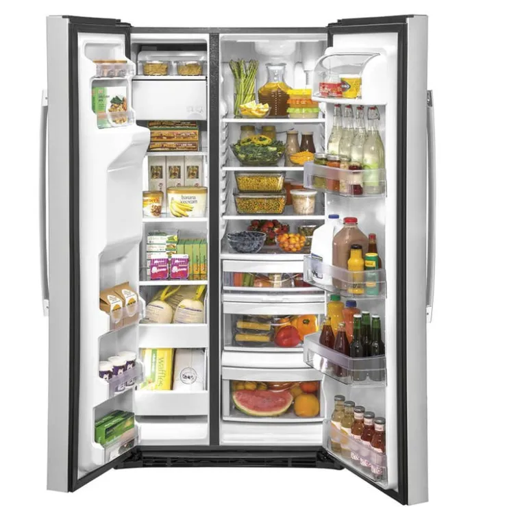 GE Appliances GE 25.1 Cu Ft 36 In Refrigerator Side by side - GSS25IYNFS Stainless Steel Hot