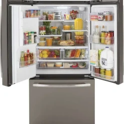 GE Appliances GE 25.5 Cu Ft 36 In Refrigerator Bottom Freezer, French door - GFE26JMMES Slate Outlet