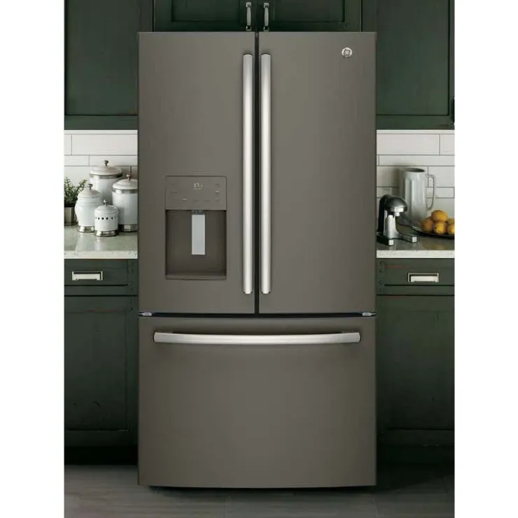 GE Appliances GE 25.5 Cu Ft 36 In Refrigerator Bottom Freezer, French door - GFE26JMMES Slate Outlet