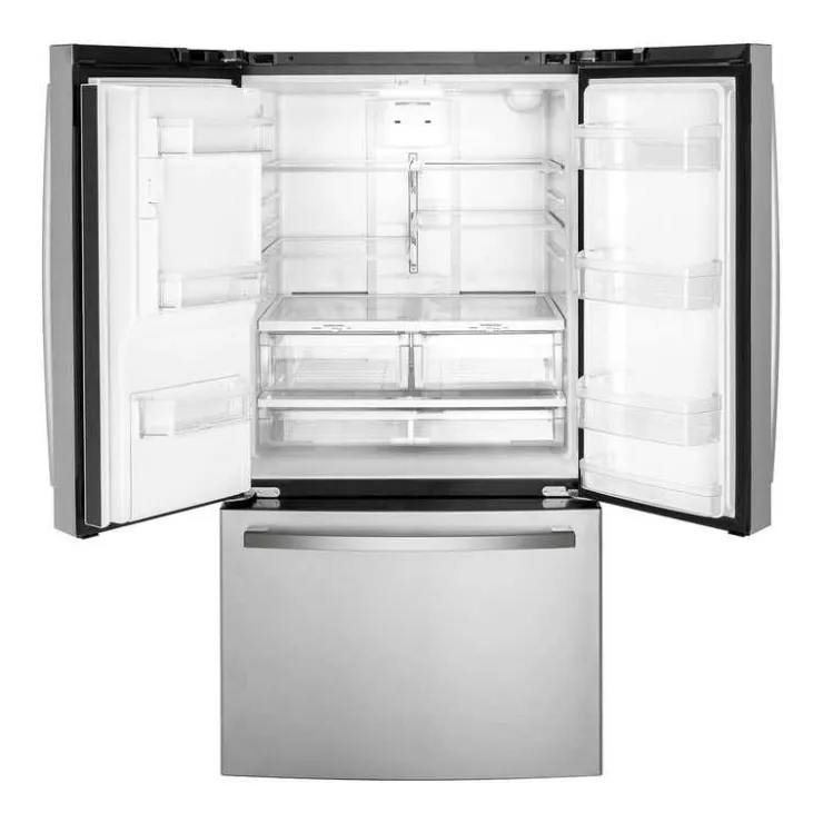 GE Appliances GE 25.6 Cu Ft 36 In Refrigerator Bottom Freezer, French door - GFE26JYMFS Stainless Steel Clearance