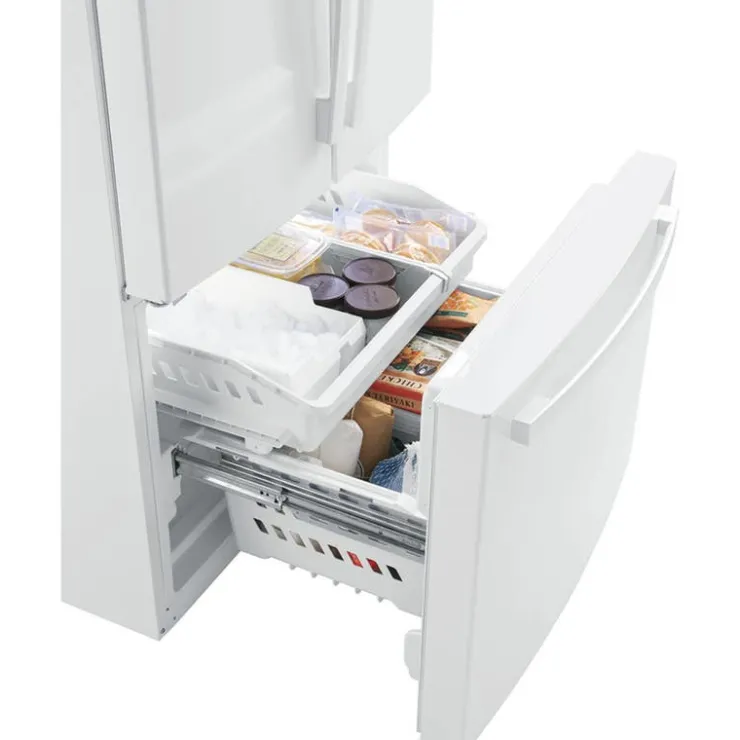 GE Appliances GE 18.6 Cu Ft 33 In Refrigerator Bottom Freezer - GWE19JGLWW White Clearance