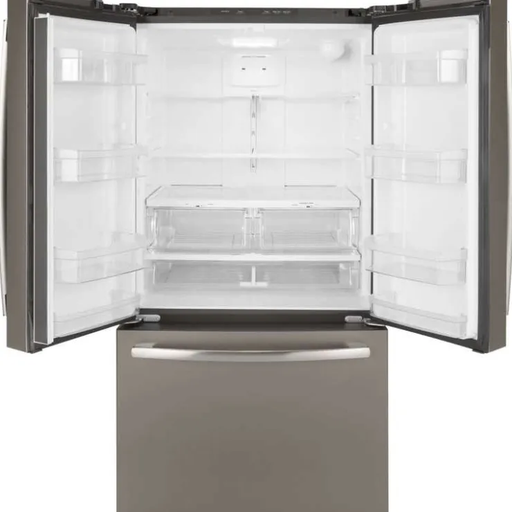 GE Appliances GE 27 Cu Ft 36 In Refrigerator Bottom Freezer, French door - GNE27JMMES Slate Clearance