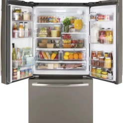 GE Appliances GE 27 Cu Ft 36 In Refrigerator Bottom Freezer, French door - GNE27JMMES Slate Clearance