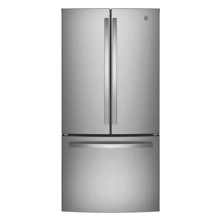 GE Appliances GE 18.6 Cu Ft 33 In Refrigerator Bottom Freezer, French door - GWE19JYLFS Stainless Steel Hot