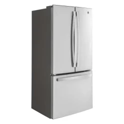 GE Appliances GE 18.6 Cu Ft 33 In Refrigerator Bottom Freezer, French door - GWE19JYLFS Stainless Steel Hot