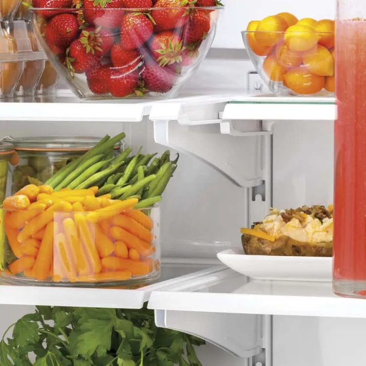 GE Appliances GE 18.6 Cu Ft 33 In Refrigerator Bottom Freezer, French door - GWE19JYLFS Stainless Steel Hot