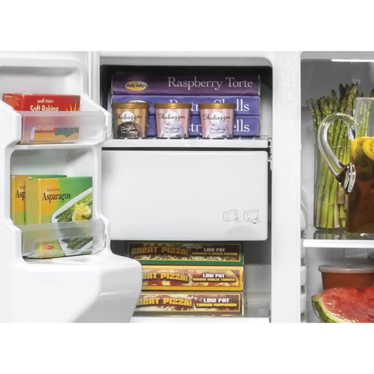 GE Appliances GE 21.8 Cu Ft 36 In Refrigerator Side by side - GZS22IYNFS Stainless Steel Hot