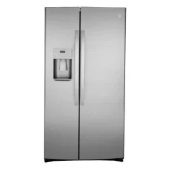 GE Appliances GE 21.8 Cu Ft 36 In Refrigerator Side by side - GZS22IYNFS Stainless Steel Hot