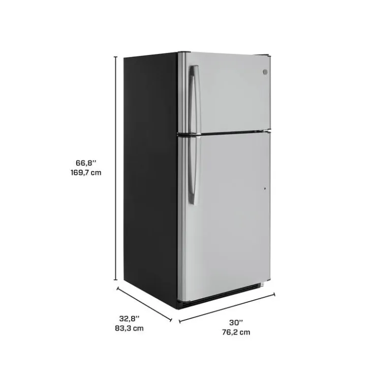 GE Appliances GE 18 Cu Ft 30 In Refrigerator Top Freezer - GTE18FSLKSS Stainless Steel Online