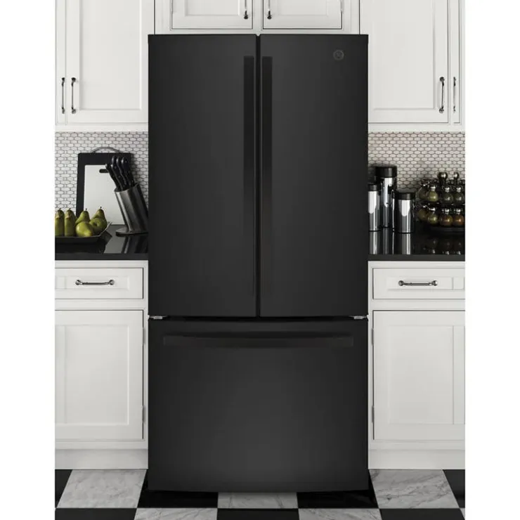GE Appliances GE 18.6 Cu Ft 33 In Refrigerator Bottom Freezer - GWE19JGLBB Black Best