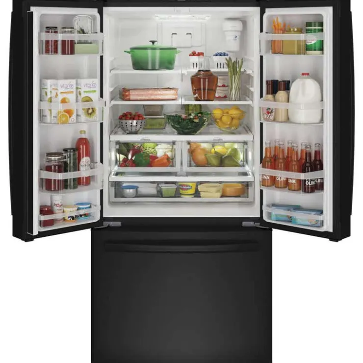 GE Appliances GE 18.6 Cu Ft 33 In Refrigerator Bottom Freezer - GWE19JGLBB Black Best