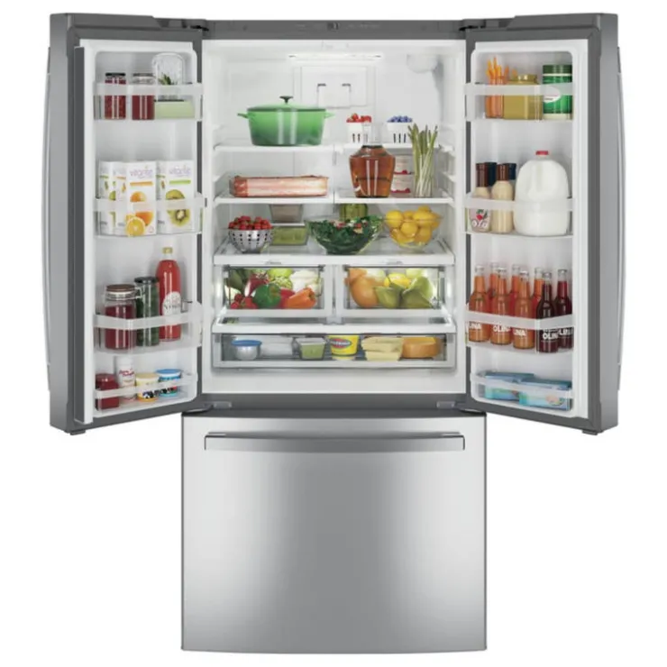 GE Appliances GE 24,7 Cu Ft 33 In Refrigerator Bottom Freezer, French door - GNE25JYKFS Stainless Steel Outlet