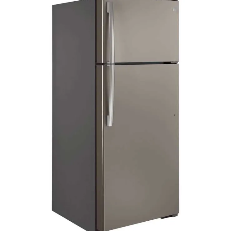 GE Appliances GE 17.5 Cu Ft 30 In Refrigerator Top Freezer - GTE18GMNRES Slate New