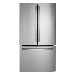 GE Appliances GE 27 Cu Ft 36 In Réfrigerator Bottom Freezer, French door - GNE27JYMFS Stainless Steel New