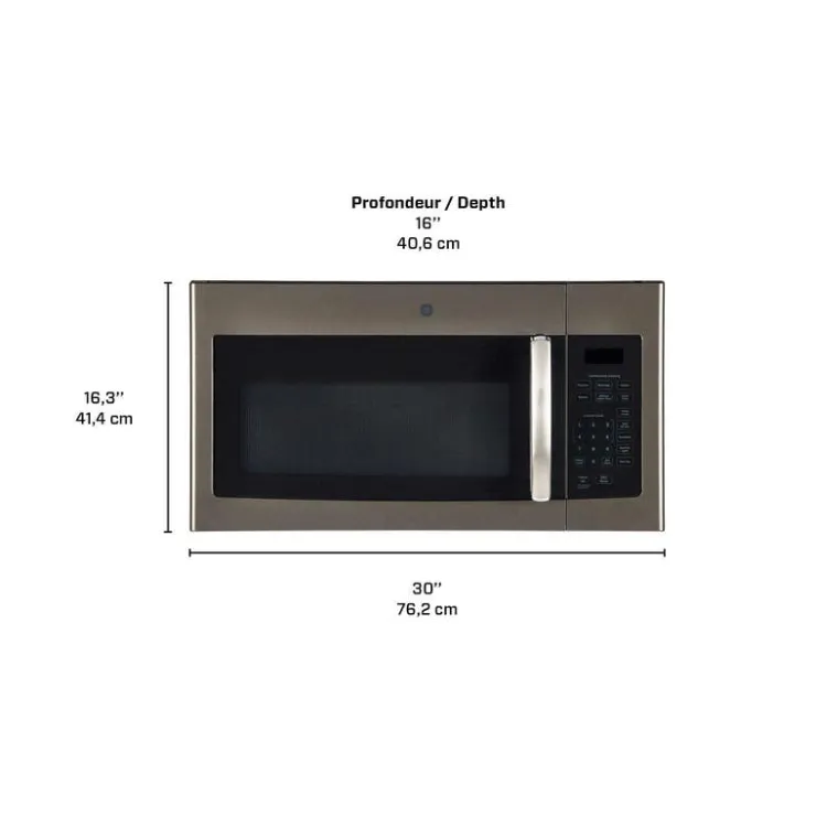 GE Appliances GE 1.6 Cu Ft Microwave/Hood, , 300 - JVM1635SLJC Slate New