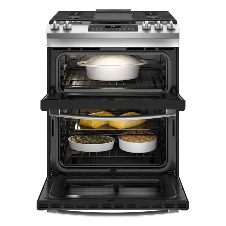 GE Appliances GE Double Oven Range 30" Gaz Gas - JCGSS86SPSS Stainless Steel Best