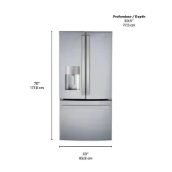 GE Profile 17,5 Cu Ft 33 In Refrigerator Bottom Freezer, French door - PYE18HYRCFS Stainless Steel Hot