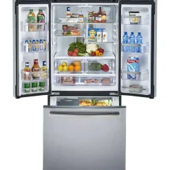 GE Profile 20,8 Cu Ft 30 In Refrigerator Bottom Freezer, French door - PNE21NYRKFS Stainless Steel Sale