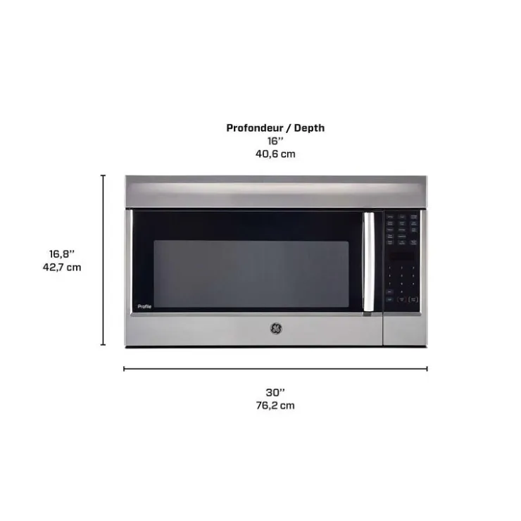 GE Profile 1.8 Cu Ft Microwave/Hood, , 400 - PVM1899SJC Stainless Steel