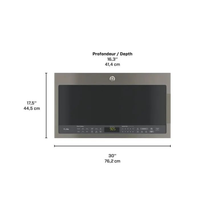 GE Profile 2.1 Cu Ft Microwave/Hood, , 400 - PVM2188SLJC Slate New