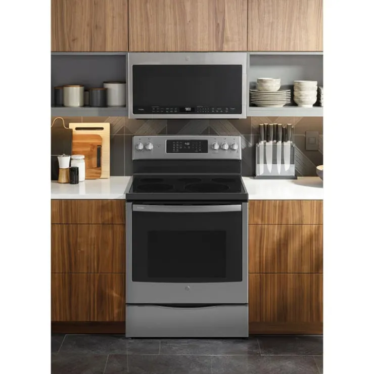 GE Profile Range 30" Electric Glass-Ceramic - PCB900YVFS Stainless Steel Sale