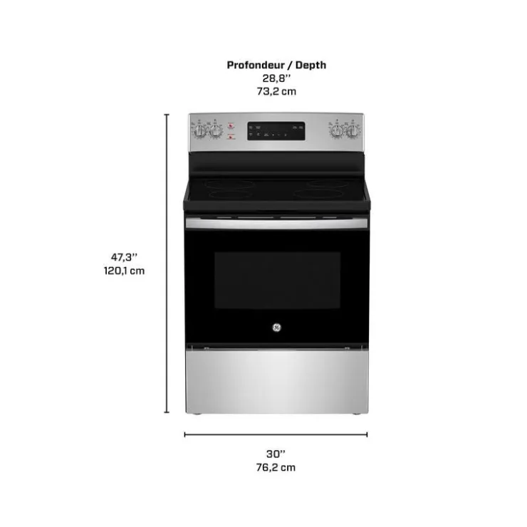 GE Appliances GE Range 30" Electric Glass-Ceramic - JCB630SVSS Stainless Steel Online