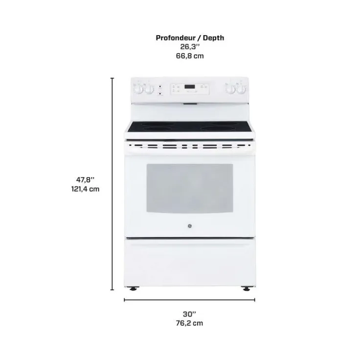 GE Appliances GE Range 30" Electric Glass-Ceramic - JCBS630DKWW White Clearance