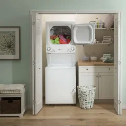 GE Appliances GE Spacemaker washer dryer, , 27'', 800 RPM - GUD27EEMNWW White Hot