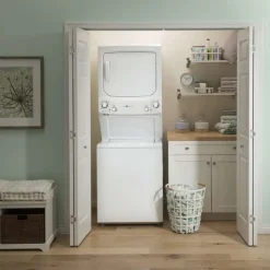 GE Appliances GE Spacemaker washer dryer, , 27'', 800 RPM - GUD27EEMNWW White Hot