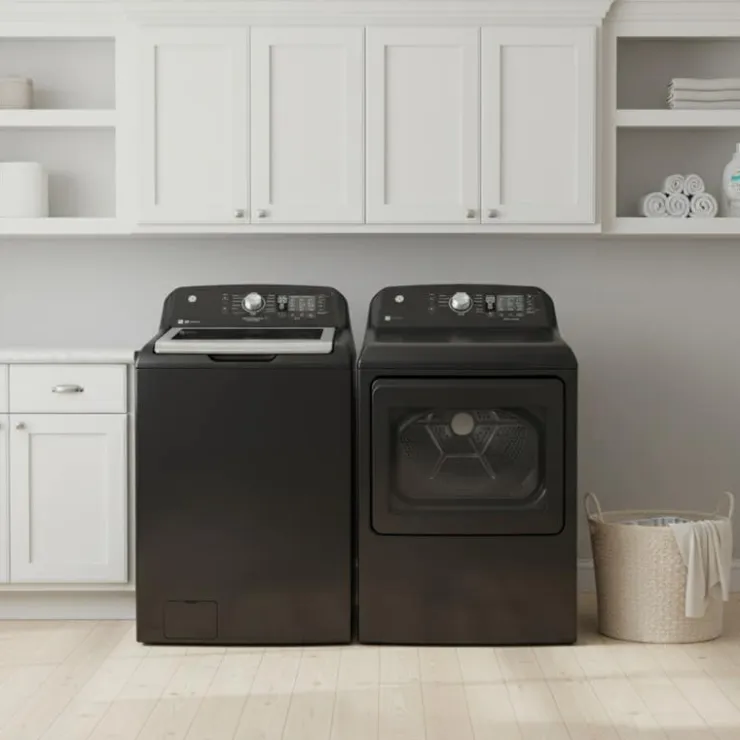 GE Appliances GE Washer & Dryer Kit, , Top-Load - GTW-GTD68 Black Hot