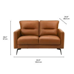 Genuine Full Leather Loveseat Brown Best