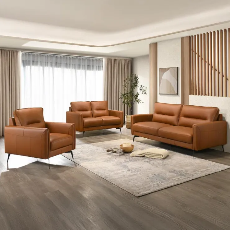 Genuine Full Leather Loveseat Brown Best
