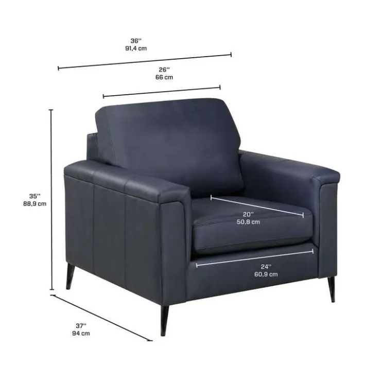 Sofa By Fancy Genuine Leather Armchair - BLUE Hot