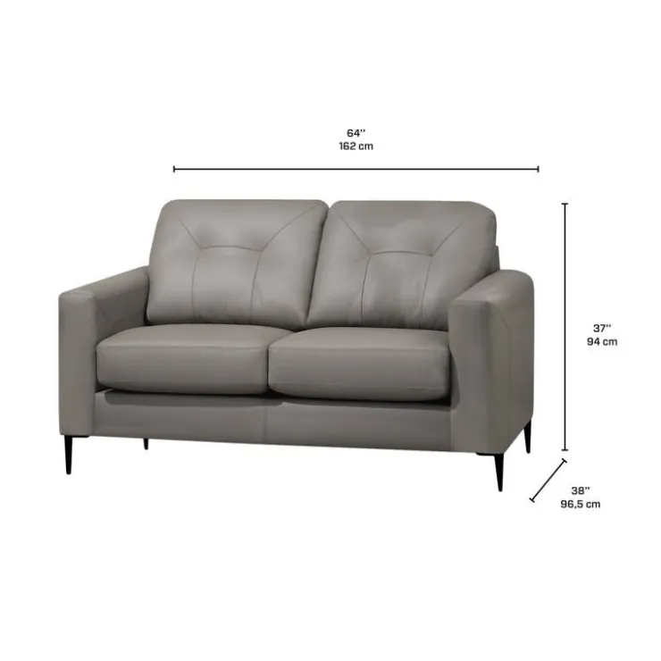 Sofa By Fancy Genuine Leather Loveseat Greige Hot