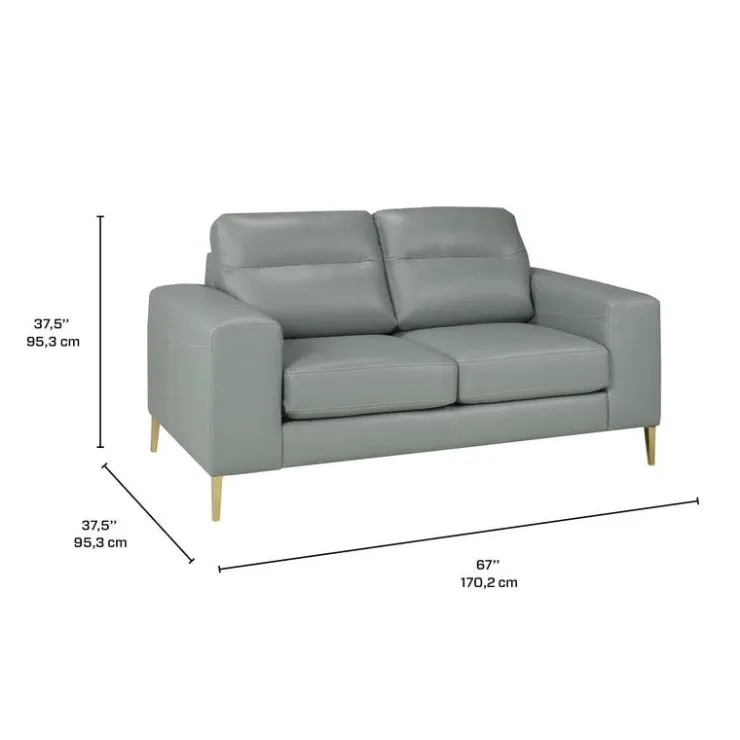 Sofa By Fancy Genuine Leather Loveseat AQUA