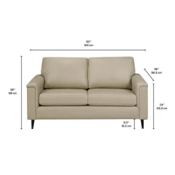 Sofa By Fancy Genuine Leather Loveseat - BEIGE Sale