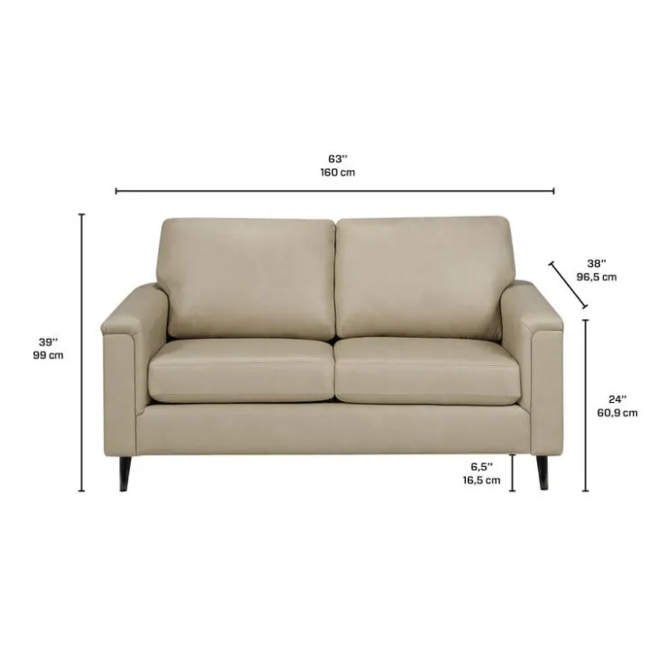 Sofa By Fancy Genuine Leather Loveseat - BEIGE Sale