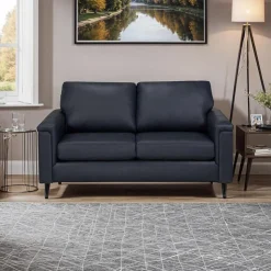 Sofa By Fancy Genuine Leather Loveseat - BLUE New