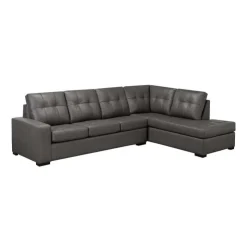 Sofa By Fancy Genuine Leather Loveseat Sectional - Right-Side Chaise Grey