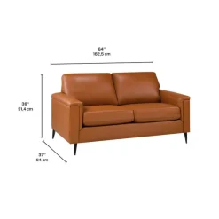 Sofa By Fancy Genuine Leather Loveseat - Cognac TAN Discount