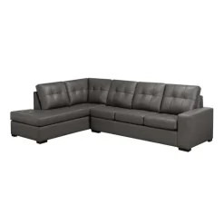 Sofa By Fancy Genuine Leather Loveseat Sectional - Left-Side Chaise Grey Online