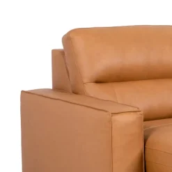 Genuine Leather Modular Loveseat with Power Sliding Seats - 2 pcs Tan
