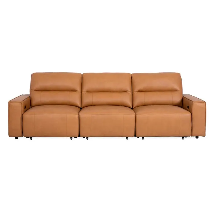 Genuine Leather Modular Sofa with Power Sliding Seats - 3 pcs Tan Discount