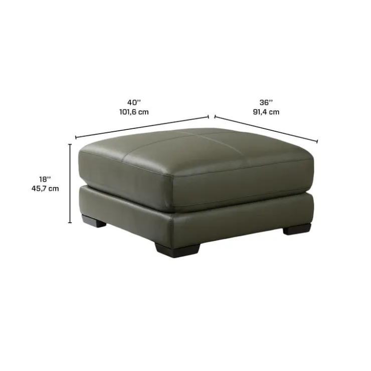 HTL Genuine Leather Ottoman Khaki Green Best