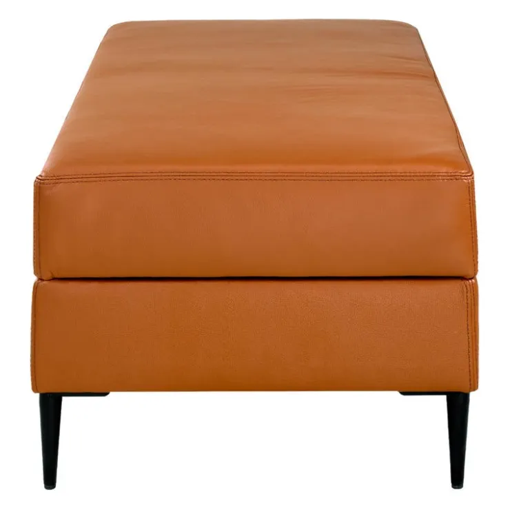 Sofa By Fancy Genuine Leather Ottoman with Storage - Cognac Tan Clearance