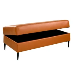 Sofa By Fancy Genuine Leather Ottoman with Storage - Cognac Tan Clearance