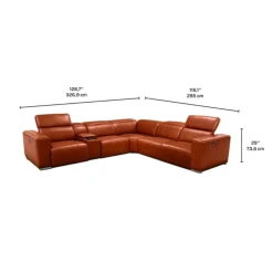 HTL Genuine Leather Power Modular Reclining Sectional with Adjustable Headrests – 6 pcs Brown Online