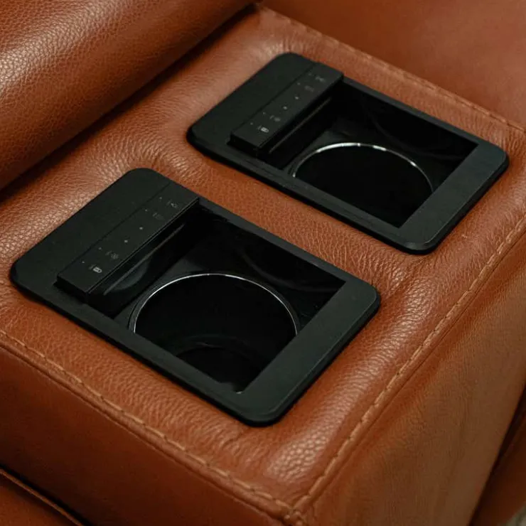 HTL Genuine Leather Power Modular Reclining Sectional with Adjustable Headrests – 6 pcs Brown Online